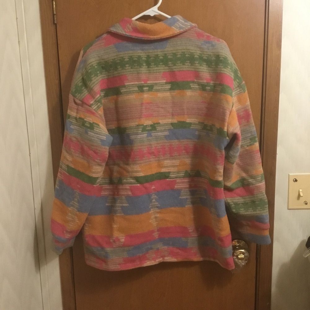 Aztec Western Colorblock Long Shacket Color Block Ethic Button Jacket M - Picture 4 of 6